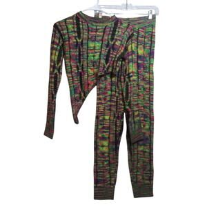 Lilly's Kloset Colorful Knitted Sweater Set Long Sleeve Asymmetrical Size Small